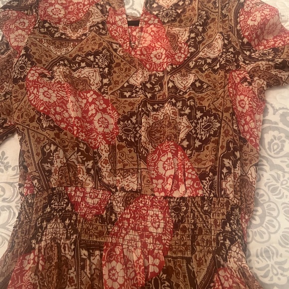 Tommy Hilfiger Red and Brown Long Sleeve Dress - Picture 2 of 5